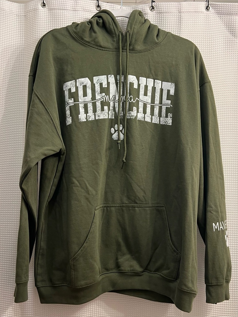 NWOT Frenchie Mama Olive Green Hoodie Sweatshirt-maverick
